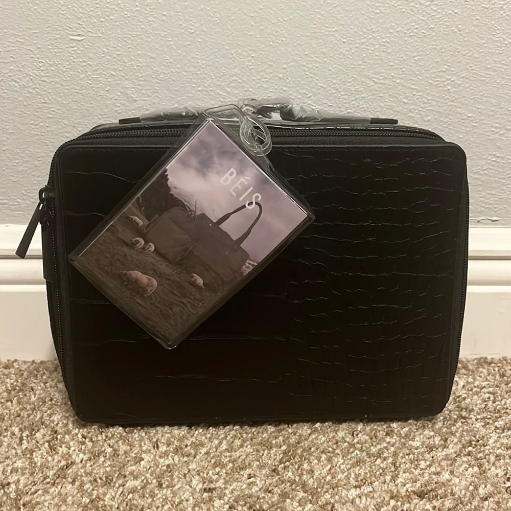 Beis black croc cosmetic case